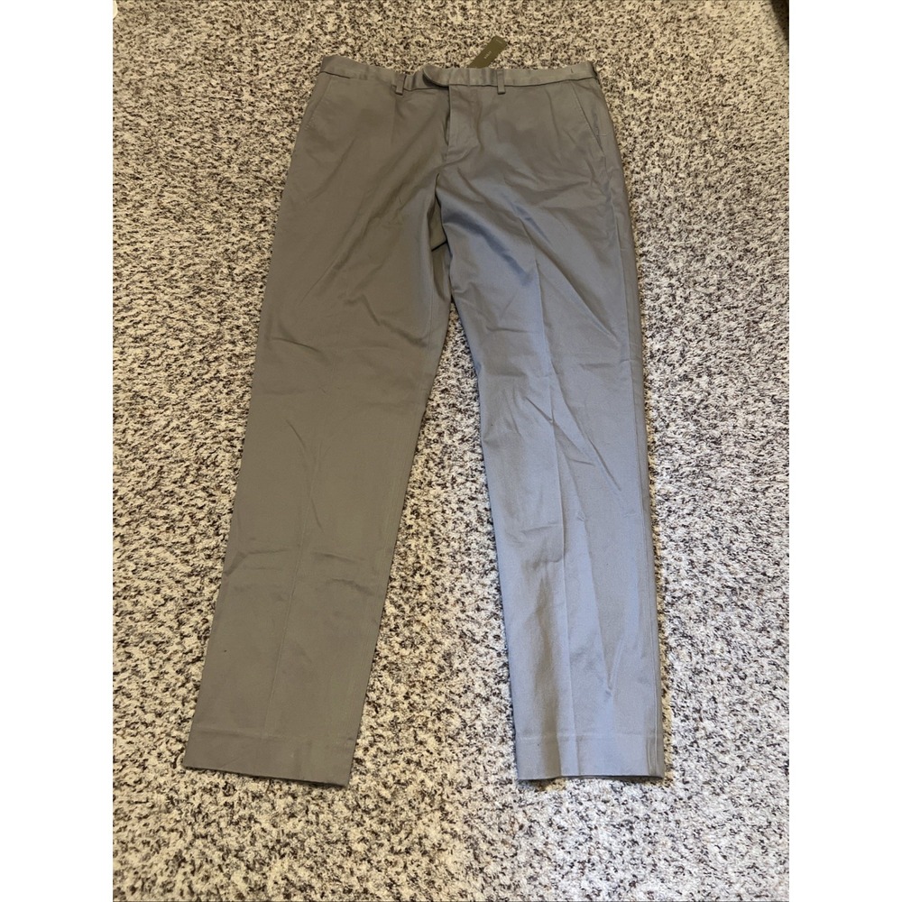 J Crew New  Pants Mens 36x34 Chino Gray  Khakis Flat Front Straight Cotton Blend